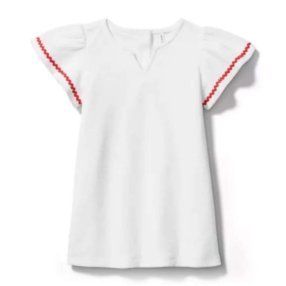 NWT Janie and Jack Girls WHITE RED TRIM SWIM COVERUP